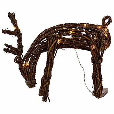 Reindeer Grapevine Battery Operated Led Holiday Decoration Inoutdoor Brown Vine Image 1