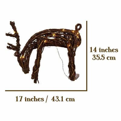Reindeer Grapevine Battery Operated Led Holiday Decoration Inoutdoor Brown Vine Image 1