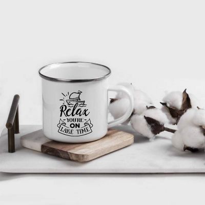 Relax Lake Time Metal Camping Mug Image 1