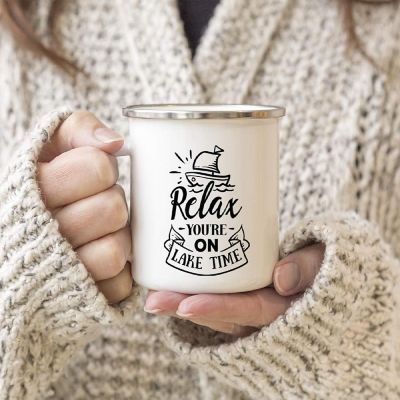 Relax Lake Time Metal Camping Mug Image 1