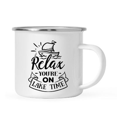 Relax Lake Time Metal Camping Mug Image 2