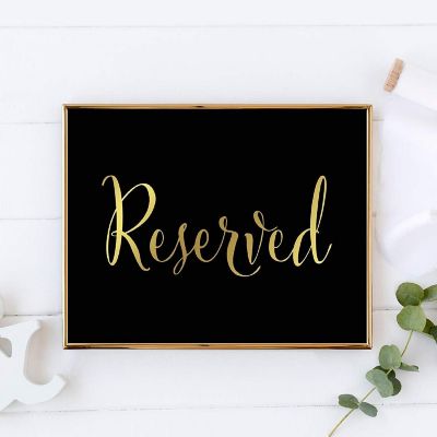 Reserved Sign Black Gold 8.5x11 Image 1