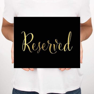 Reserved Sign Black Gold 8.5x11 Image 2