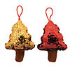 Reversible Sequin Stuffed Christmas Tree Ornaments - 12 Pc. Image 1