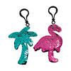 Reversible Sequin Tropical Backpack Clip Keychains - 12 Pc. Image 1