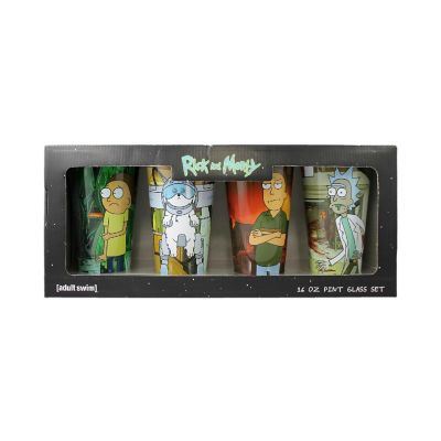 Rick and Morty 16 Ounce Pint Glass Set of 4  Rick  Morty  Jerry  Snuffles Image 2