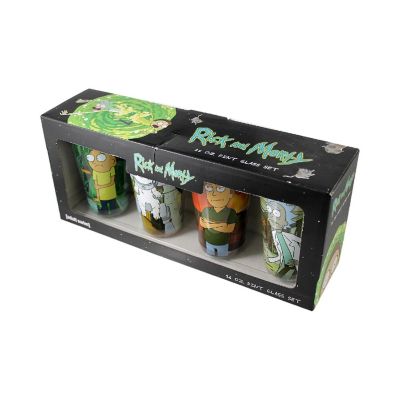 Rick and Morty 16 Ounce Pint Glass Set of 4  Rick  Morty  Jerry  Snuffles Image 3