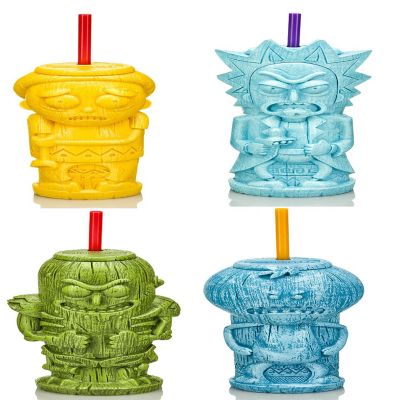 Rick and Morty Geeki Tiki Plastic Tumblers  Set of 4 Image 1