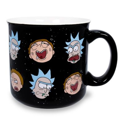 Rick and Morty Heads Allover Print Ceramic Camper Mug  Holds 20 Ounces Image 1