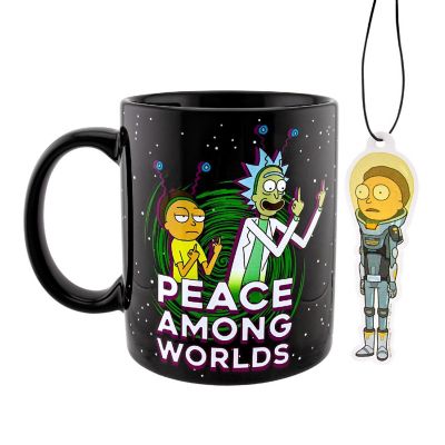 Rick and Morty "Peace Among Worlds" 16 Ounce Mug & Air Freshener Set Image 1