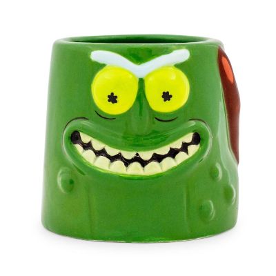 Rick and Morty Pickle Rick Sculpted Ceramic Mini Shot Glass  Holds 2 Ounces Image 1