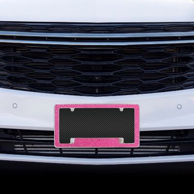 Rico Industries Hot Pink Glitter All Over Automotive License Plate Frame for Car/Truck/SUV (12" x 6") Image 1