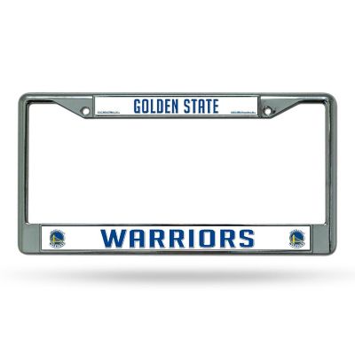 Rico Industries NBA Basketball Golden State Warriors Premium 12" x 6" Chrome Frame With Plastic Inserts - Car/Truck/SUV Automobile Accessory Image 1