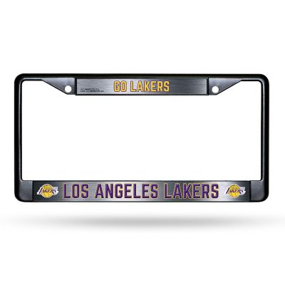Rico Industries NBA Basketball Los Angeles Lakers Black Game Day Black Chrome Frame with Printed Inserts 12" x 6" Car/Truck Auto Accessory Image 1