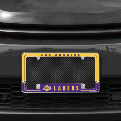 Rico Industries NBA Basketball Los Angeles Lakers Two-Tone 12" x 6" Chrome All Over Automotive License Plate Frame for Car/Truck/SUV Image 1