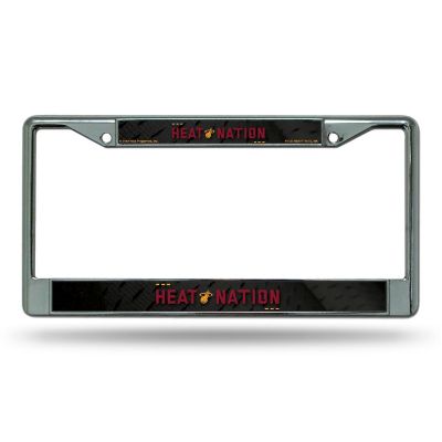 Rico Industries NBA Basketball Miami Heat  12" x 6" Chrome Frame With Decal Inserts - Car/Truck/SUV Automobile Accessory Image 1