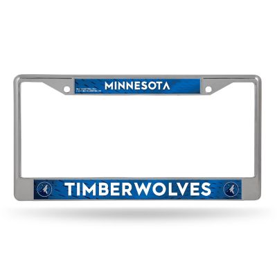 Rico Industries NBA Basketball Minnesota Timberwolves  12" x 6" Chrome Frame With Decal Inserts - Car/Truck/SUV Automobile Accessory Image 1
