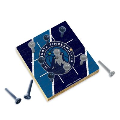 Rico Industries NBA Basketball Minnesota Timberwolves  4.25" x 4.25" Wooden Travel Sized Tic Tac Toe Game - Toy Peg Games - Family Fun Image 1