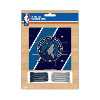 Rico Industries NBA Basketball Minnesota Timberwolves  4.25" x 4.25" Wooden Travel Sized Tic Tac Toe Game - Toy Peg Games - Family Fun Image 2