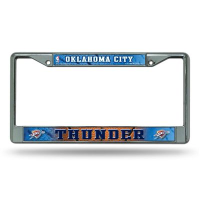 Rico Industries NBA Basketball Oklahoma City Thunder  12" x 6" Chrome Frame With Decal Inserts - Car/Truck/SUV Automobile Accessory Image 1