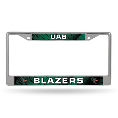 Rico Industries NCAA  Alabama-Birmingham Blazers - UAB Standard 12" x 6" Chrome Frame With Decal Inserts - Car/Truck/SUV Automobile Accessory Image 1