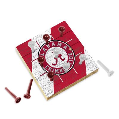 Rico Industries NCAA  Alabama Crimson Tide  4.25" x 4.25" Wooden Travel Sized Tic Tac Toe Game - Toy Peg Games - Family Fun Image 1