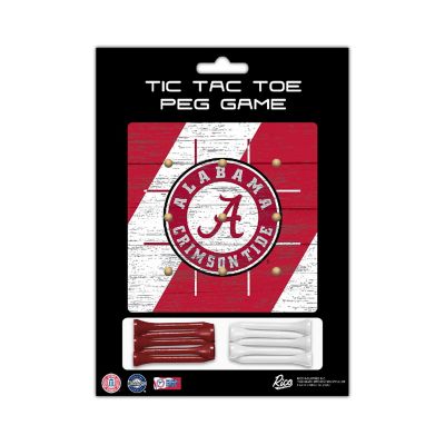 Rico Industries NCAA  Alabama Crimson Tide  4.25" x 4.25" Wooden Travel Sized Tic Tac Toe Game - Toy Peg Games - Family Fun Image 2