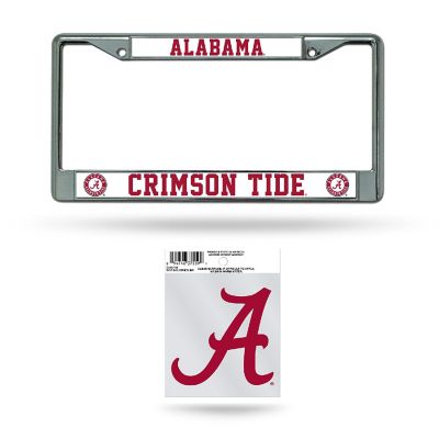 Rico Industries NCAA  Alabama Crimson Tide Exclusive 12" x 6" Chrome Frame With Plastic Inserts - Car/Truck/SUV Automobile Accessory Image 1