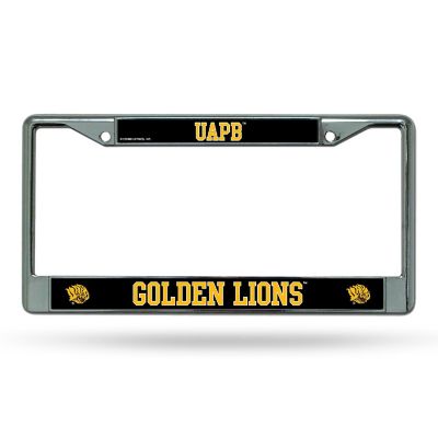 Rico Industries NCAA  Arkansas-Pine Bluff Golden Lions  12" x 6" Chrome Frame With Decal Inserts - Car/Truck/SUV Automobile Accessory Image 1