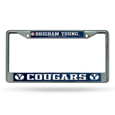 Rico Industries NCAA  BYU Cougars  12" x 6" Chrome Frame With Decal Inserts - Car/Truck/SUV Automobile Accessory Image 1