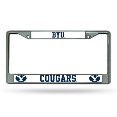 Rico Industries NCAA  BYU Cougars Premium 12" x 6" Chrome Frame With Plastic Inserts - Car/Truck/SUV Automobile Accessory Image 1