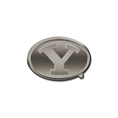 Rico Industries NCAA  BYU Cougars Y Oval Antique Nickel Auto Emblem for Car/Truck/SUV Image 1