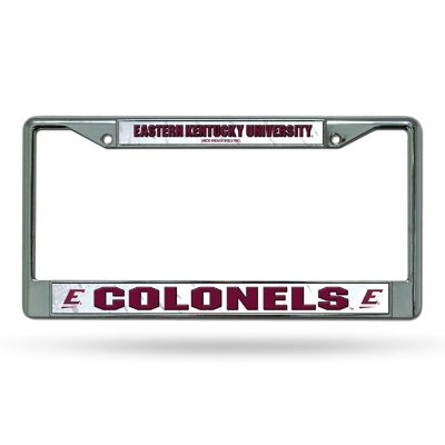Rico Industries NCAA  Eastern Kentucky Colonels  12" x 6" Chrome Frame With Decal Inserts - Car/Truck/SUV Automobile Accessory Image 1