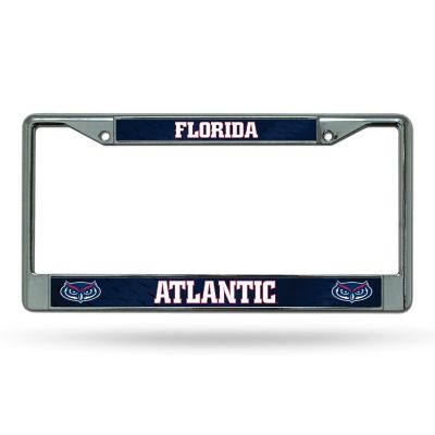 Rico Industries NCAA  Florida Atlantic Owls  12" x 6" Chrome Frame With Decal Inserts - Car/Truck/SUV Automobile Accessory Image 1