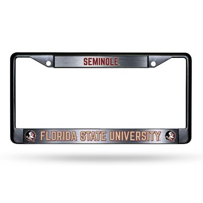 Rico Industries NCAA  Florida State Seminoles Black Game Day Black Chrome Frame with Printed Inserts 12" x 6" Car/Truck Auto Accessory Image 1