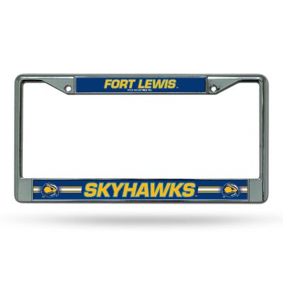 Rico Industries NCAA  Fort Lewis Skyhawks  12" x 6" Chrome Frame With Decal Inserts - Car/Truck/SUV Automobile Accessory Image 1