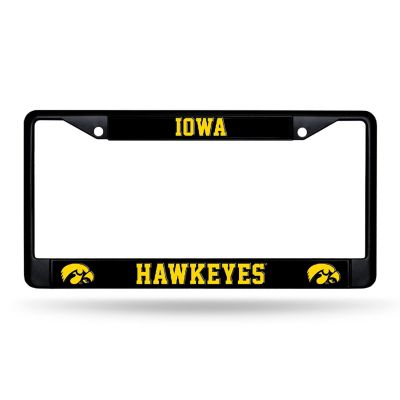 Rico Industries NCAA  Iowa Hawkeyes Primary Black Chrome Frame with Plastic Inserts 12" x 6" Car/Truck Auto Accessory Image 1