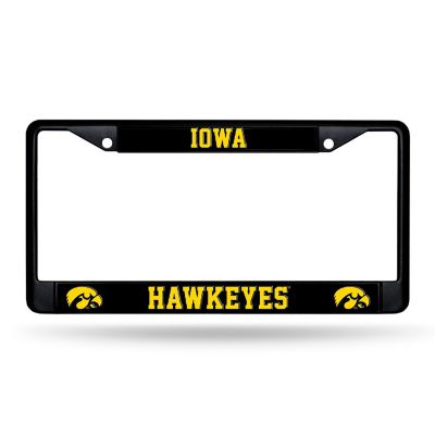 Rico Industries NCAA  Iowa Hawkeyes Primary Black Chrome Frame with Plastic Inserts 12&quot; x 6&quot; Car/Truck Auto Accessory Image 1