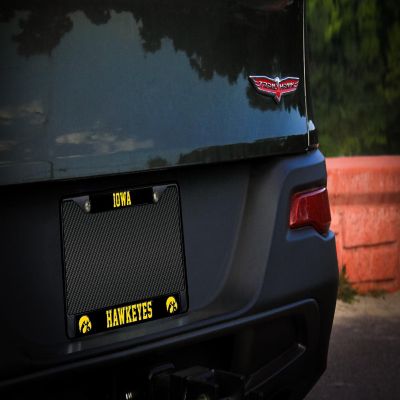 Rico Industries NCAA  Iowa Hawkeyes Primary Black Chrome Frame with Plastic Inserts 12&quot; x 6&quot; Car/Truck Auto Accessory Image 1