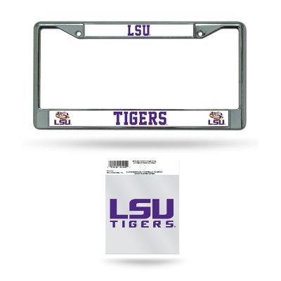 Rico Industries NCAA  LSU Tigers  12" x 6" Chrome Frame With Plastic Inserts - Car/Truck/SUV Automobile Accessory Image 1