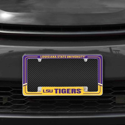 Rico Industries NCAA  LSU Tigers Two-Tone 12" x 6" Chrome All Over Automotive License Plate Frame for Car/Truck/SUV Image 1