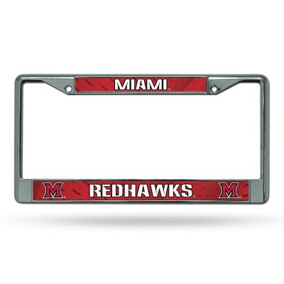 Rico Industries NCAA  Miami of Ohio Redhawks  12" x 6" Chrome Frame With Decal Inserts - Car/Truck/SUV Automobile Accessory Image 1