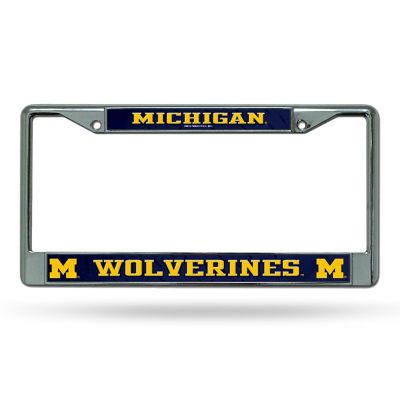 Rico Industries NCAA  Michigan Wolverines  12" x 6" Chrome Frame With Decal Inserts - Car/Truck/SUV Automobile Accessory Image 1