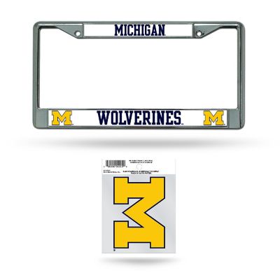 Rico Industries NCAA  Michigan Wolverines  12&quot; x 6&quot; Chrome Frame With Plastic Inserts - Car/Truck/SUV Automobile Accessory Image 1