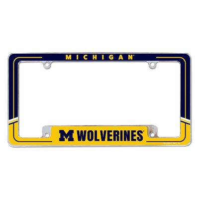 Rico Industries NCAA  Michigan Wolverines Two-Tone 12" x 6" Chrome All Over Automotive License Plate Frame for Car/Truck/SUV Image 1