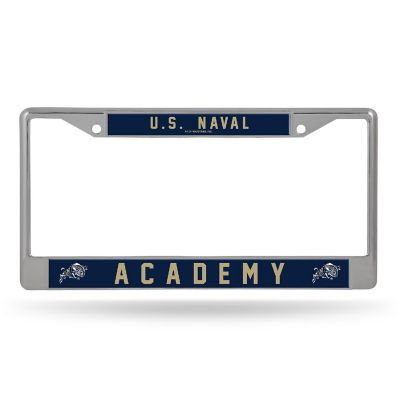 Rico Industries NCAA  Naval Academy Midshipmen  12" x 6" Chrome Frame With Decal Inserts - Car/Truck/SUV Automobile Accessory Image 1