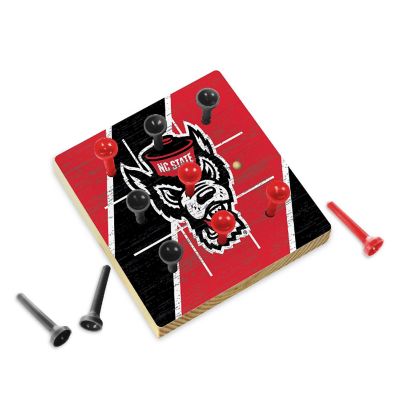 Rico Industries NCAA  North Carolina State Wolfpack  4.25" x 4.25" Wooden Travel Sized Tic Tac Toe Game - Toy Peg Games - Family Fun Image 1