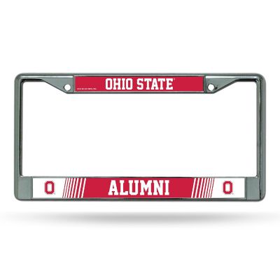 Rico Industries NCAA  Ohio State Buckeyes Alumni 12" x 6" Chrome Frame With Decal Inserts - Car/Truck/SUV Automobile Accessory Image 1
