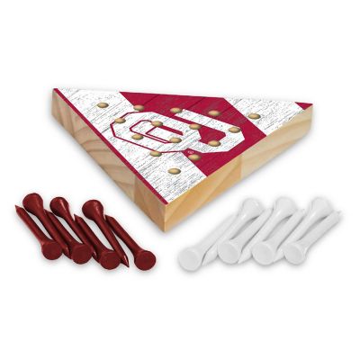 Rico Industries NCAA  Oklahoma Sooners  4.5" x 4" Wooden Travel Sized Pyramid Game - Toy Peg Games - Triangle - Family Fun Image 1
