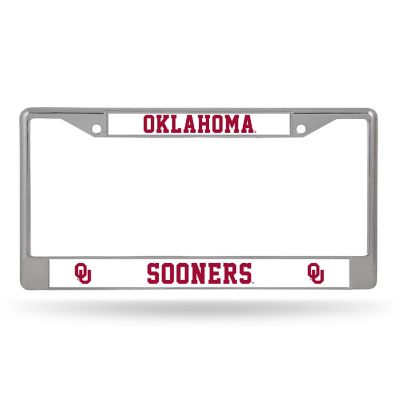 Rico Industries NCAA  Oklahoma Sooners Premium 12" x 6" Chrome Frame With Plastic Inserts - Car/Truck/SUV Automobile Accessory Image 1